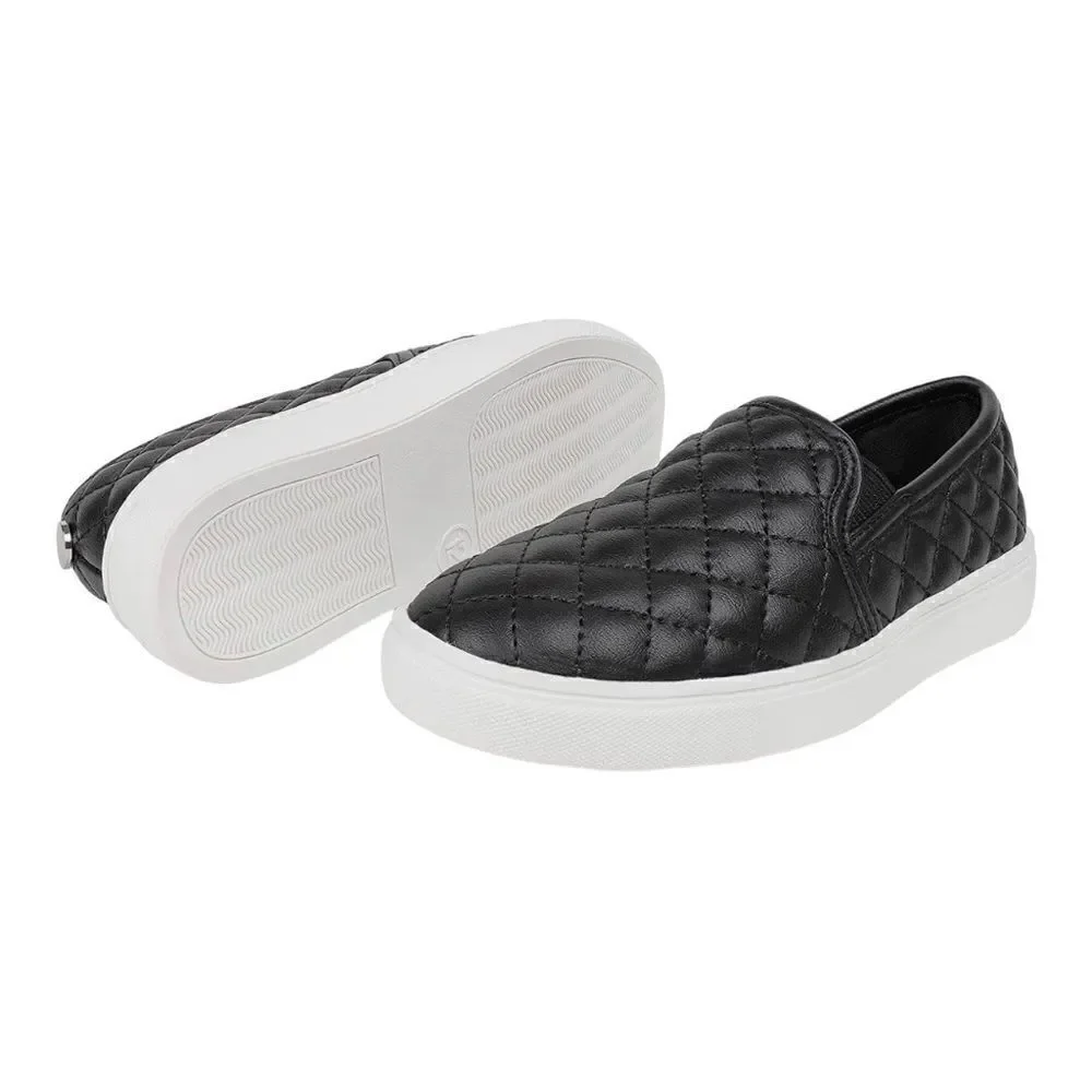 Taboom Boys/Girls Black Faux‎ Leather Comfort Slip On Comfort Sneaker Size 2